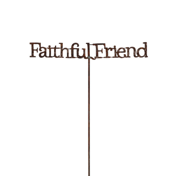 Faithful Friend Metal Garden Stake rust