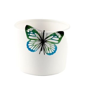 Butterfly Pot Hanger Metal Green Blue