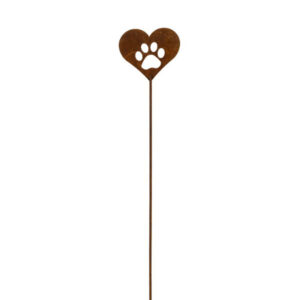 Metal Garden Stake Pet Print Rust Small