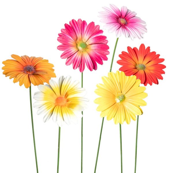 Gerbera Flower Gift Bunch Metal Stake Set of 6