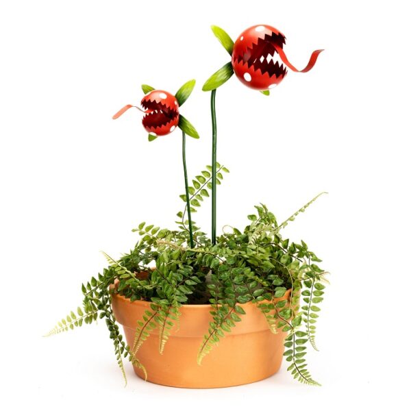 Carnivorous Garden Stake Red Metal