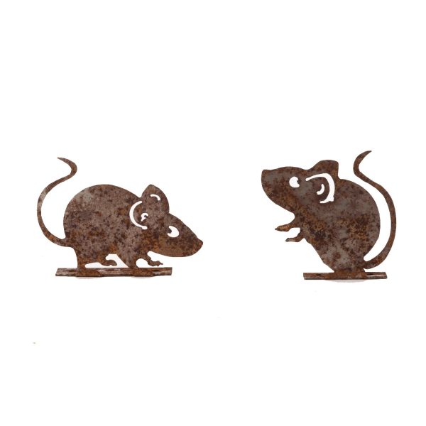 Mice Silhouette Rust Pair Small