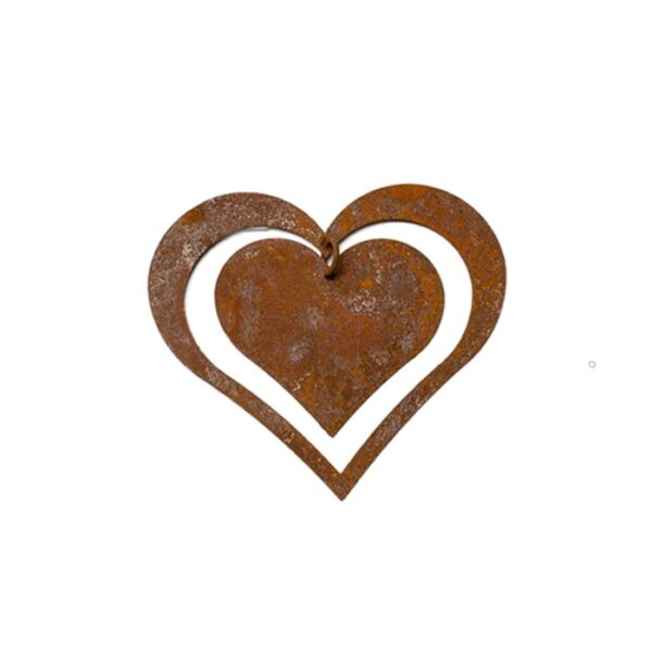 Hanging Double Heart Rust Large