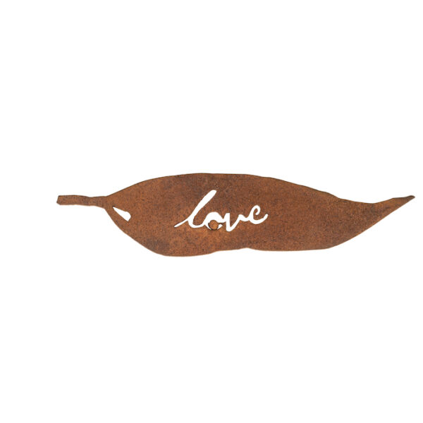 Tag Gum Leaf LOVE Corten Steel Rust