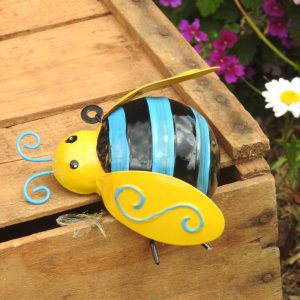 Bee Blue Banded Small Metal 10cm