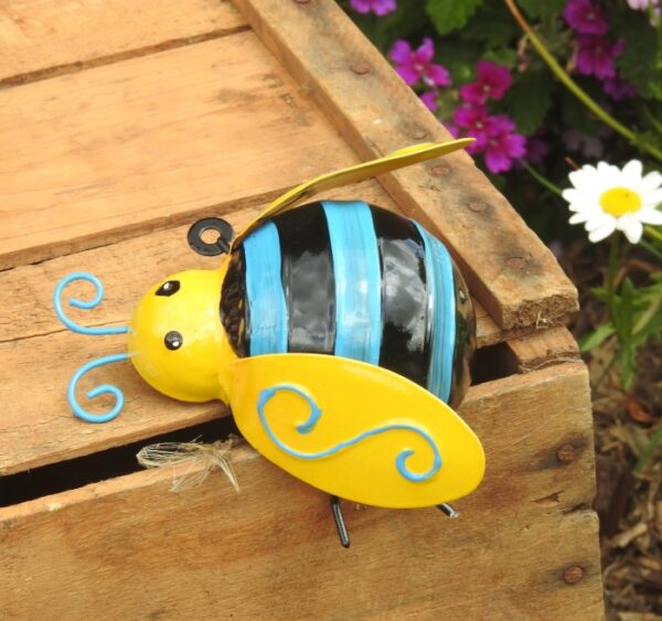 Bee Blue Banded Small Metal 10cm