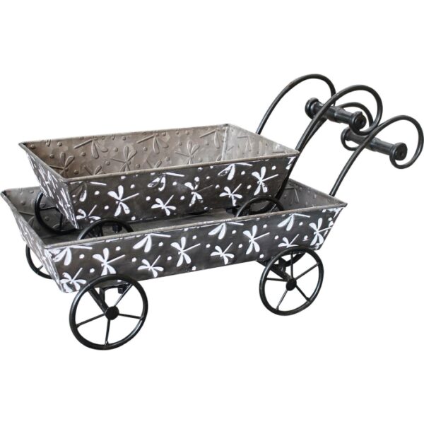 Dragonfly Cart Planter Pot Set 2