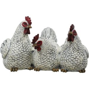 Three Bantam Chicken friends white