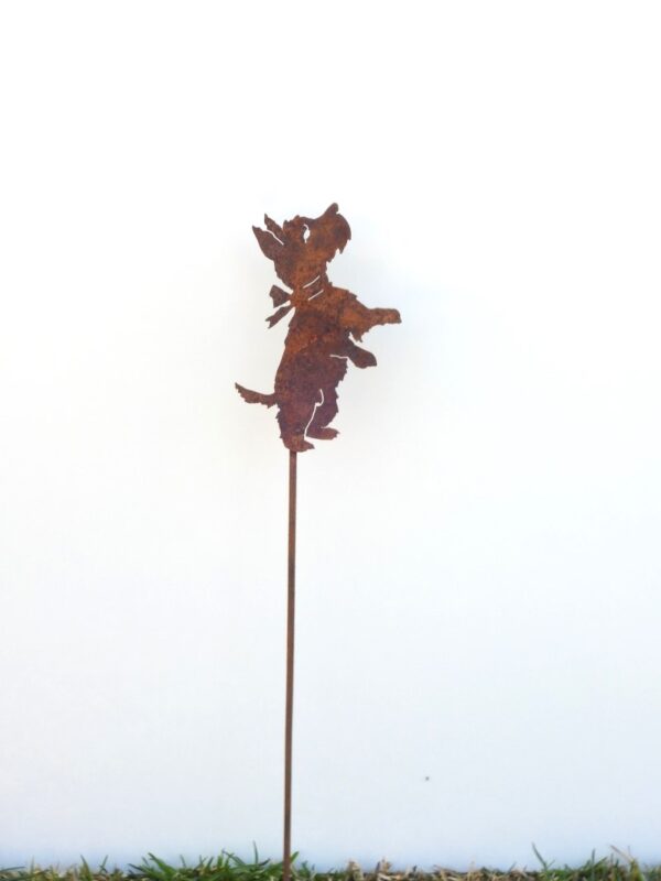 Scottie Dog Metal Garden Stake Rust