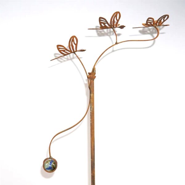 Dragonfly Balancer Metal Garden Art Stake Rust