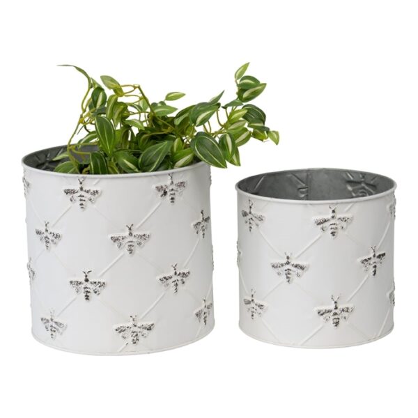 Metal Bee Planter Pot Round Set of 2