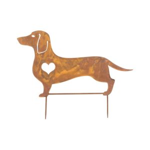 Dachshund Garden Stake Corten Steel Rust