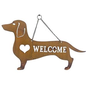 Dachshund Hanging Welcome Sign Metal